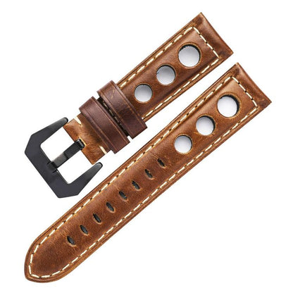 Bracelet de montre xDfind en cuir véritable respirant à trois trous, 20mm, 22mm, 24mm