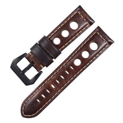 Bracelet de montre xDfind en cuir véritable respirant à trois trous, 20mm, 22mm, 24mm