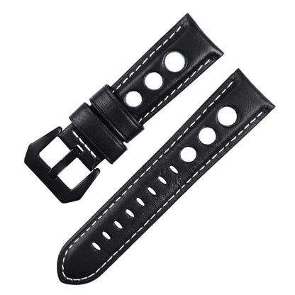 Bracelet de montre xDfind en cuir véritable respirant à trois trous, 20mm, 22mm, 24mm