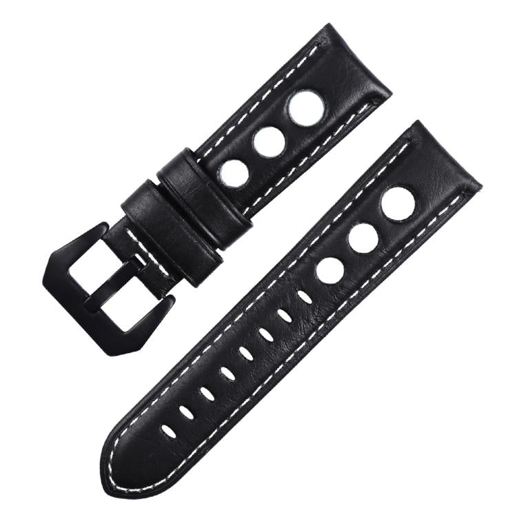 Bracelet de montre xDfind en cuir véritable respirant à trois trous, 20mm, 22mm, 24mm