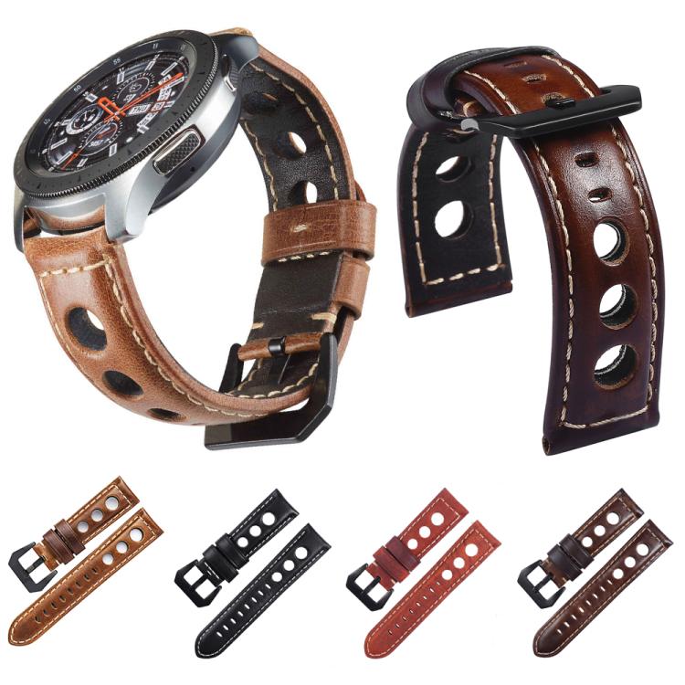 Bracelet de montre xDfind en cuir véritable respirant à trois trous, 20mm, 22mm, 24mm