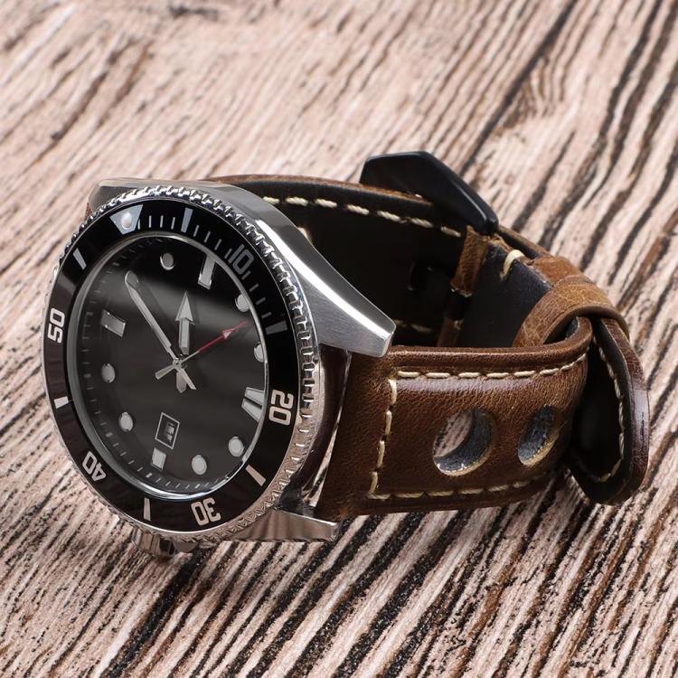 Bracelet de montre xDfind en cuir véritable respirant à trois trous, 20mm, 22mm, 24mm