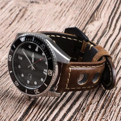 Bracelet de montre xDfind en cuir véritable respirant à trois trous, 20mm, 22mm, 24mm