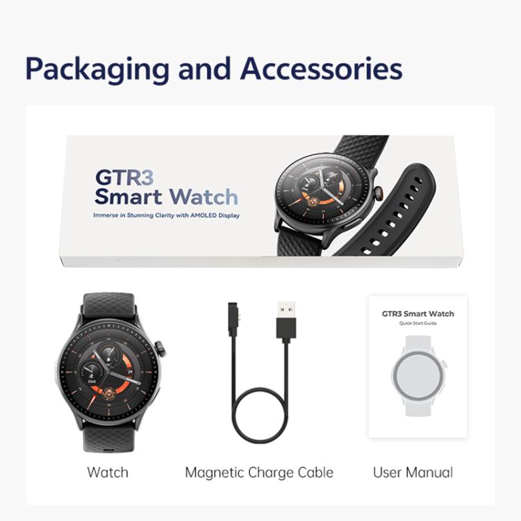Montre connectée GTR3 avec écran AMOLED de 1,43 pouce et suivi de la fréquence cardiaque
