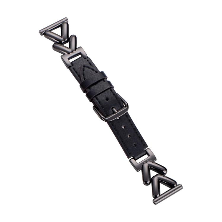 Bracelet de montre hybride cuir et métal en forme de V xDfind, 22mm