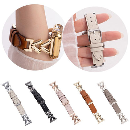 Bracelet de montre hybride cuir et métal en forme de V xDfind, 22mm