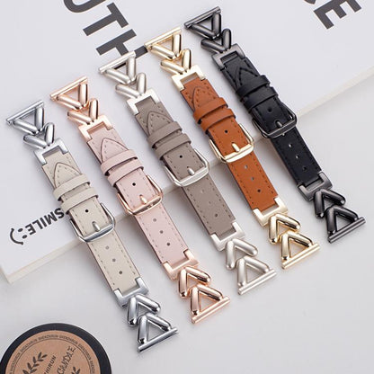 Bracelet de montre hybride cuir et métal en forme de V xDfind, 22mm