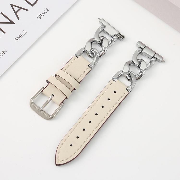 Bracelet de montre hybride en cuir et métal avec chaîne en denim xDfind, 22mm