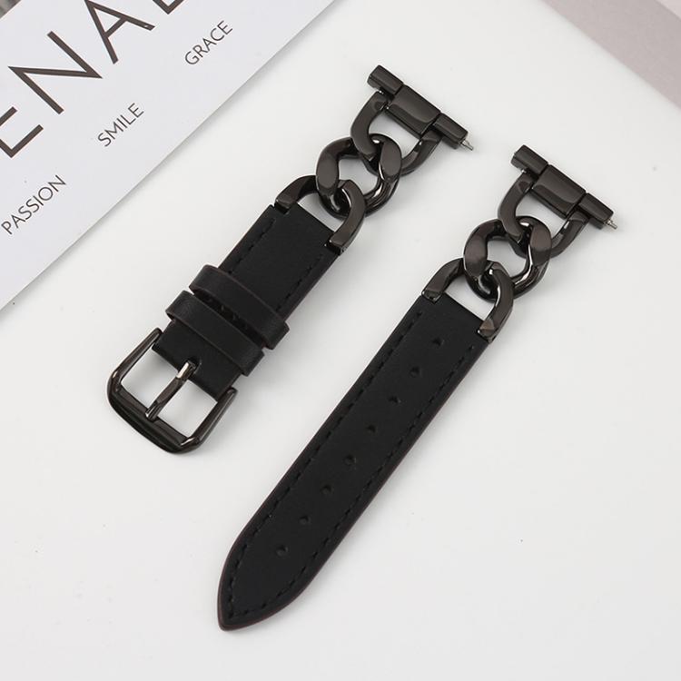 Bracelet de montre hybride en cuir et métal avec chaîne en denim xDfind, 22mm
