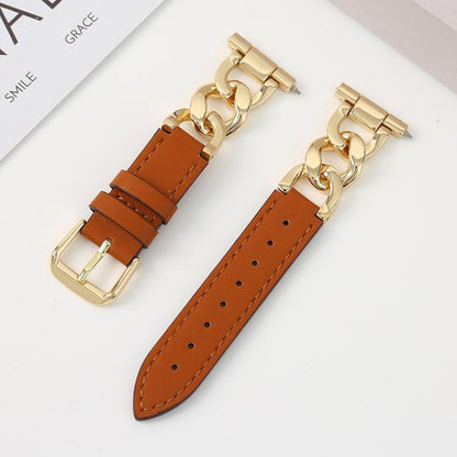 Bracelet de montre hybride en cuir et métal avec chaîne en denim xDfind, 22mm