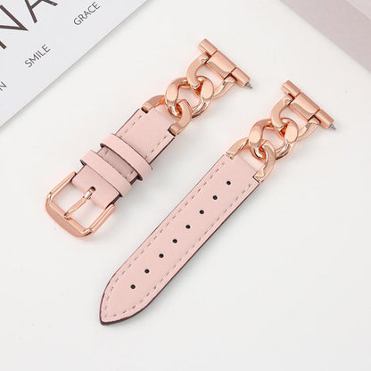 Bracelet de montre hybride en cuir et métal avec chaîne en denim xDfind, 22mm