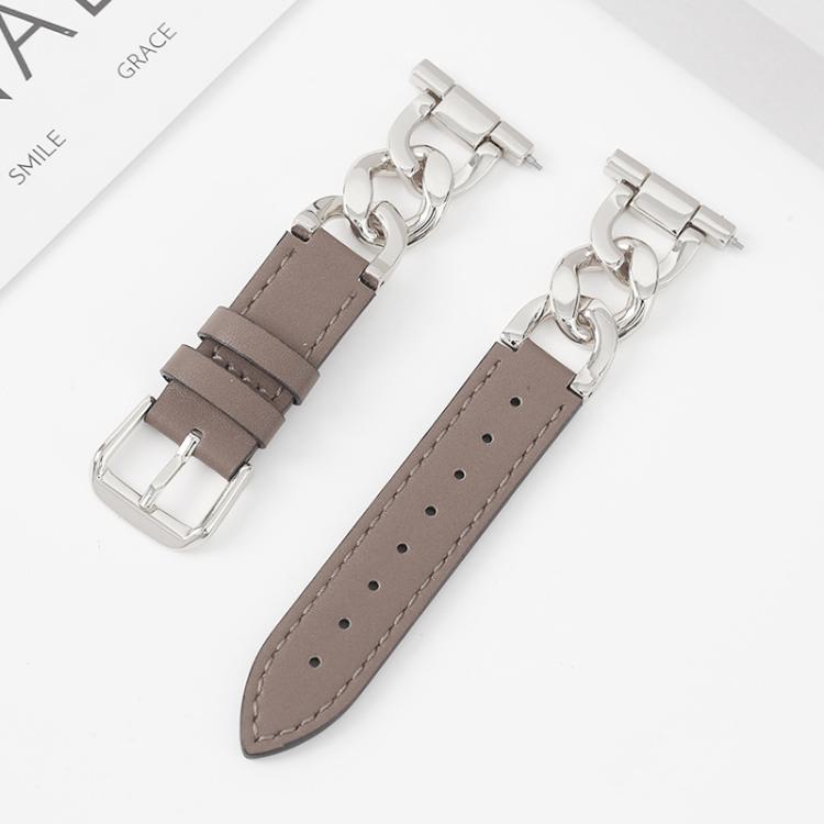 Bracelet de montre hybride en cuir et métal avec chaîne en denim xDfind, 22mm