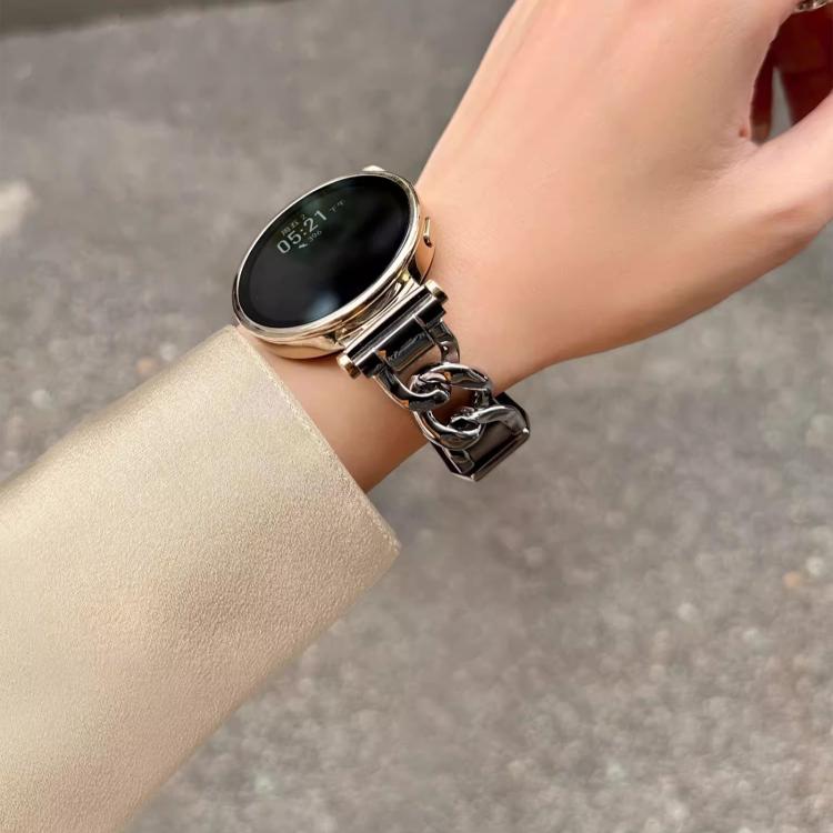 Bracelet de montre hybride en cuir et métal avec chaîne en denim xDfind, 22mm