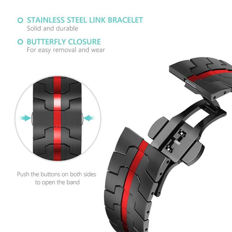 Bracelet de montre en acier inoxydable à boucle papillon xDfind, 22mm