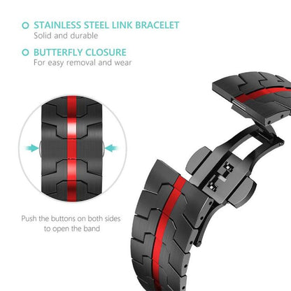 Bracelet de montre en acier inoxydable à boucle papillon xDfind, 22mm