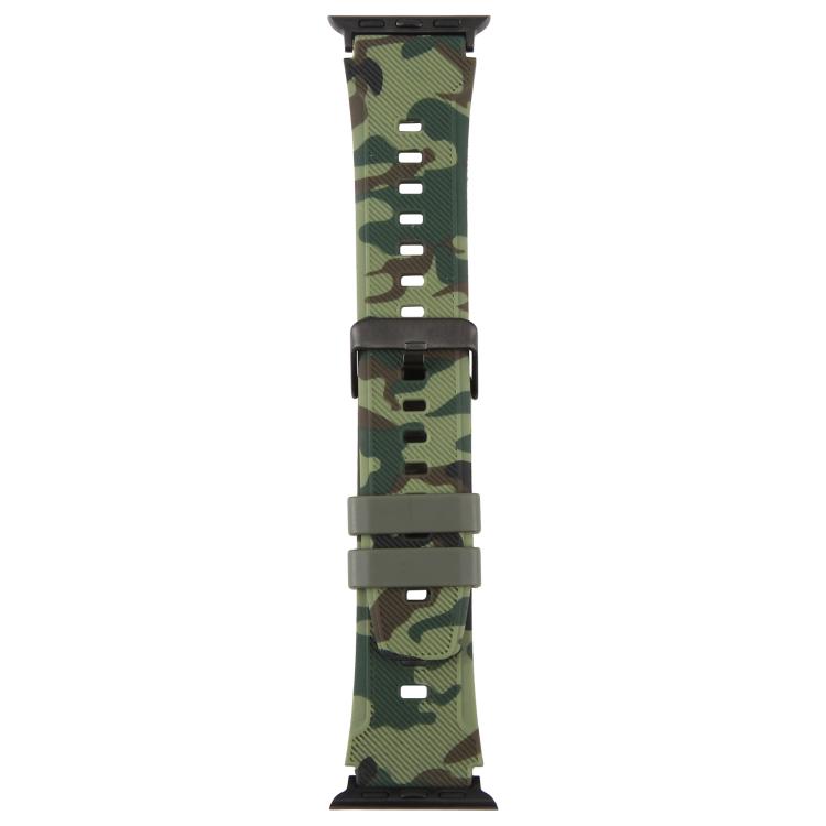Bracelet de montre en silicone xDfind Black Connector à motif camouflage, For Apple Watch 42 / 44 / 45 / 46 / 49mm, For Apple Watch 38 / 40 / 41 / S10 42mm