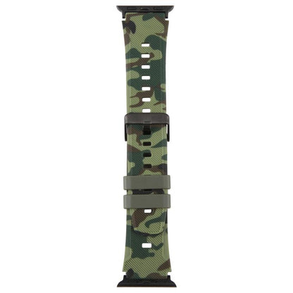 Bracelet de montre en silicone xDfind Black Connector à motif camouflage, For Apple Watch 42 / 44 / 45 / 46 / 49mm, For Apple Watch 38 / 40 / 41 / S10 42mm