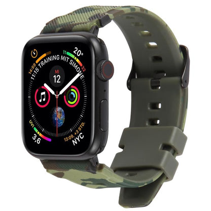 Bracelet de montre en silicone xDfind Black Connector à motif camouflage, For Apple Watch 42 / 44 / 45 / 46 / 49mm, For Apple Watch 38 / 40 / 41 / S10 42mm