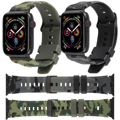 Bracelet de montre en silicone xDfind Black Connector à motif camouflage, For Apple Watch 42 / 44 / 45 / 46 / 49mm, For Apple Watch 38 / 40 / 41 / S10 42mm