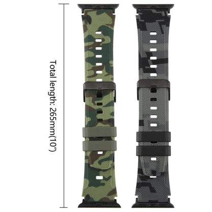 Bracelet de montre en silicone xDfind Black Connector à motif camouflage, For Apple Watch 42 / 44 / 45 / 46 / 49mm, For Apple Watch 38 / 40 / 41 / S10 42mm