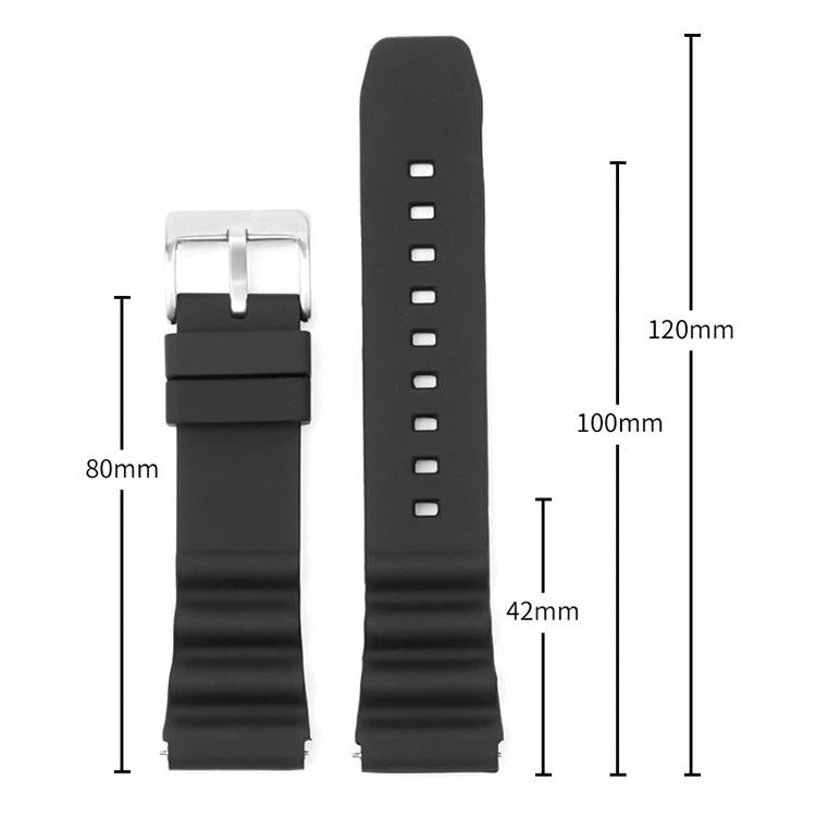 Bracelet de montre en silicone à boucle argentée xDfind, 20mm, 22mm