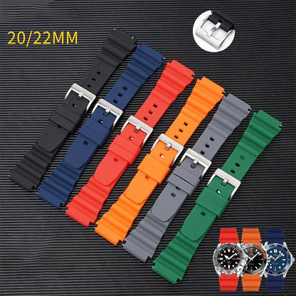 Bracelet de montre en silicone à boucle argentée xDfind, 20mm, 22mm