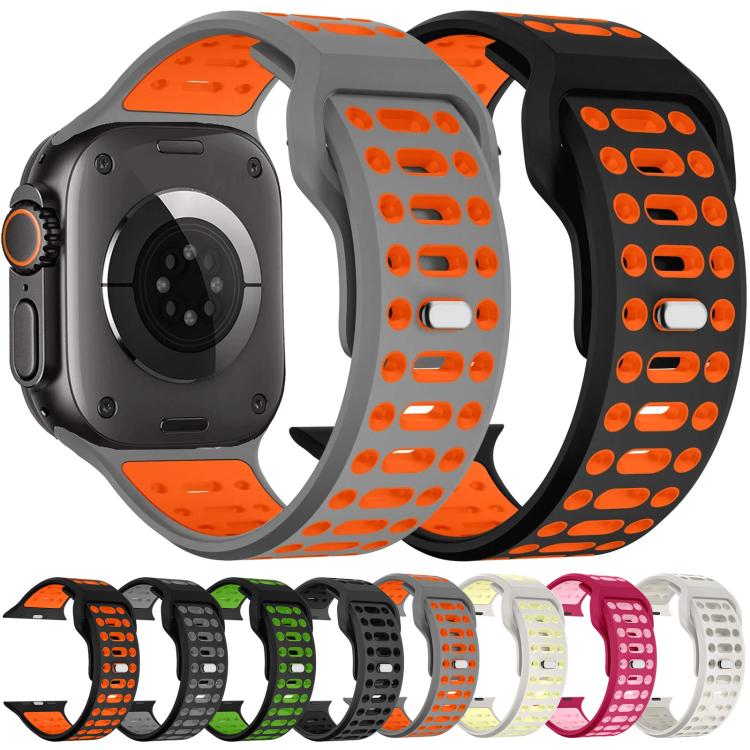 Bracelet de montre de sport respirant en silicone bicolore xDfind, For Apple Watch 46mm / 49mm / 45mm / 44mm