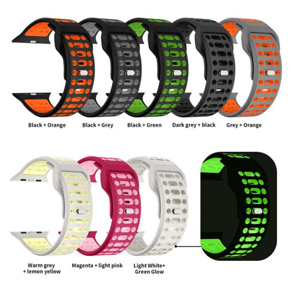 Bracelet de montre de sport respirant en silicone bicolore xDfind, For Apple Watch 46mm / 49mm / 45mm / 44mm