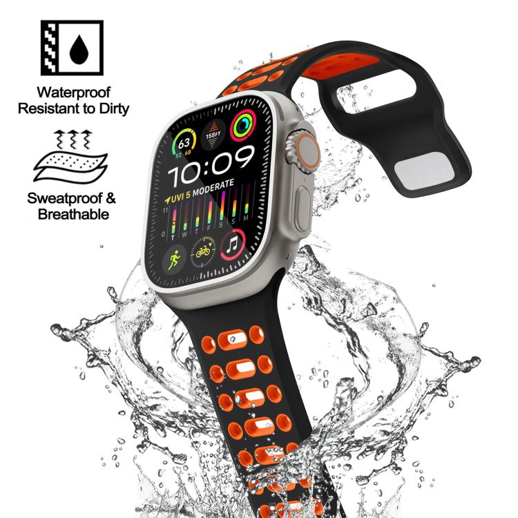 Bracelet de montre de sport respirant en silicone bicolore xDfind, For Apple Watch 46mm / 49mm / 45mm / 44mm