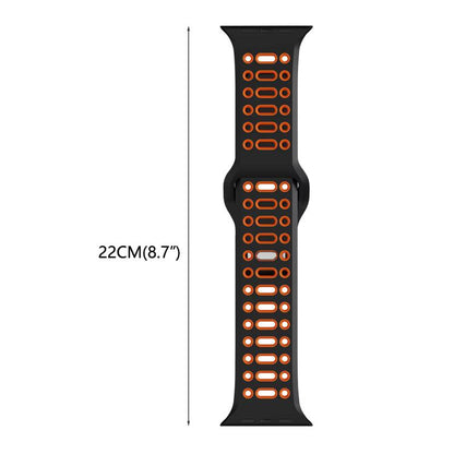 Bracelet de montre de sport respirant en silicone bicolore xDfind, For Apple Watch 46mm / 49mm / 45mm / 44mm