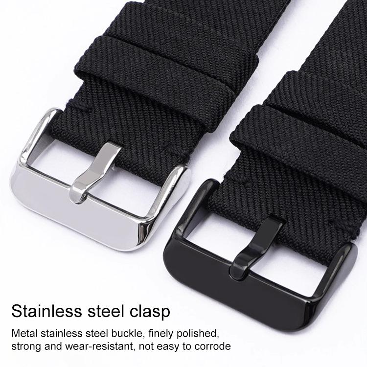Bracelet de montre en toile de nylon tissée avec boucle ardillon en acier inoxydable, 16mm, 18mm