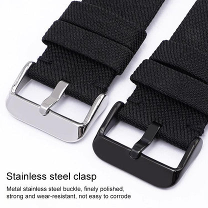 Bracelet de montre en toile de nylon tissée avec boucle ardillon en acier inoxydable, 16mm, 18mm