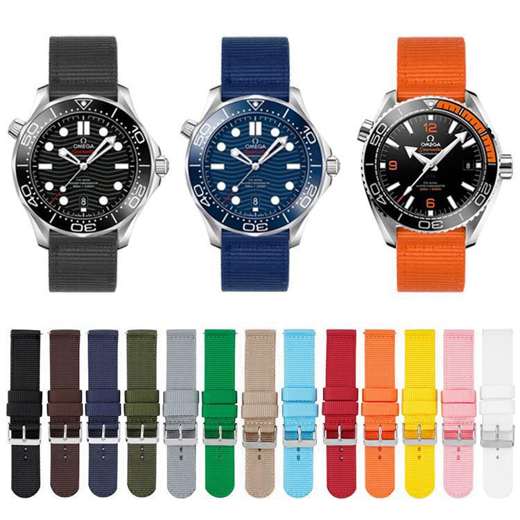 Bracelet de montre en toile de nylon unie avec boucle ardillon en acier inoxydable, 18mm, 20mm, 22mm, 24mm