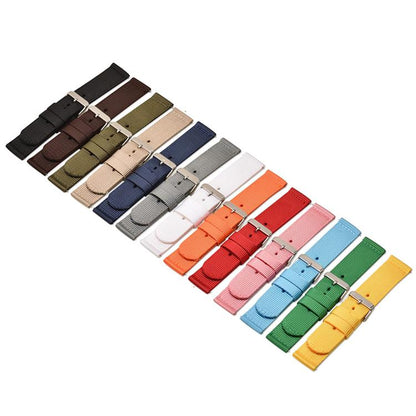 Bracelet de montre en toile de nylon unie avec boucle ardillon en acier inoxydable, 18mm, 20mm, 22mm, 24mm