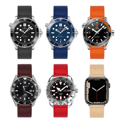 Bracelet de montre en toile de nylon unie avec boucle ardillon en acier inoxydable, 18mm, 20mm, 22mm, 24mm