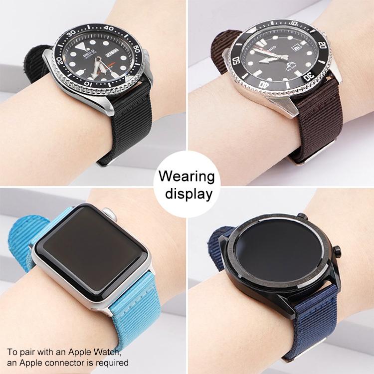 Bracelet de montre en toile de nylon unie avec boucle ardillon en acier inoxydable, 18mm, 20mm, 22mm, 24mm