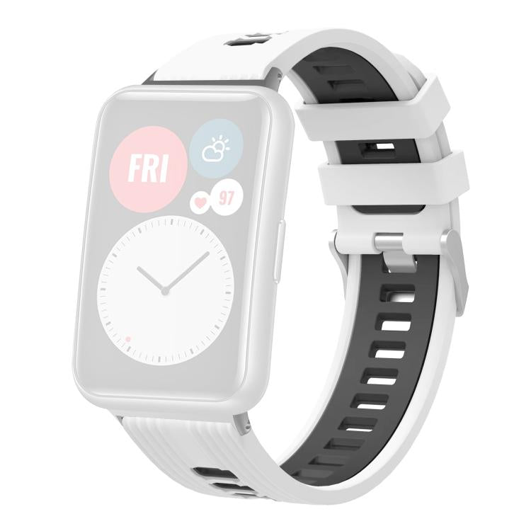 Bracelet de montre en silicone à boucle argentée bicolore xDfind, For Huawei Watch Fit New