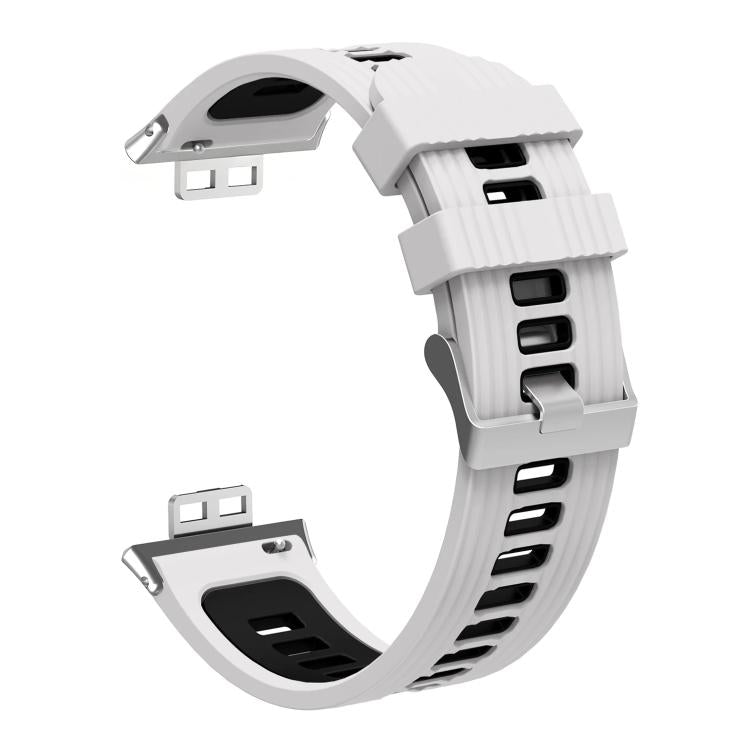 Bracelet de montre en silicone à boucle argentée bicolore xDfind, For Huawei Watch Fit New