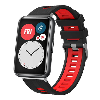 Bracelet de montre en silicone à boucle argentée bicolore xDfind, For Huawei Watch Fit New