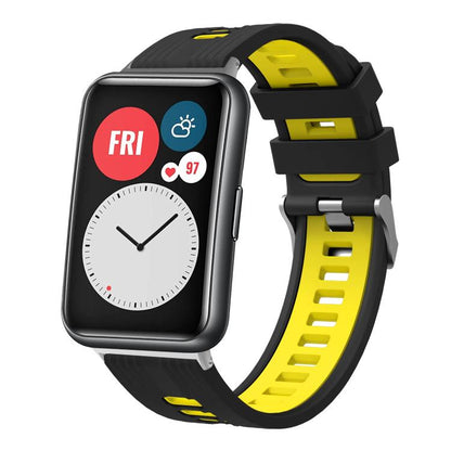 Bracelet de montre en silicone à boucle argentée bicolore xDfind, For Huawei Watch Fit New