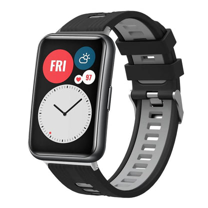 Bracelet de montre en silicone à boucle argentée bicolore xDfind, For Huawei Watch Fit New