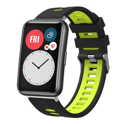 Bracelet de montre en silicone à boucle argentée bicolore xDfind, For Huawei Watch Fit New