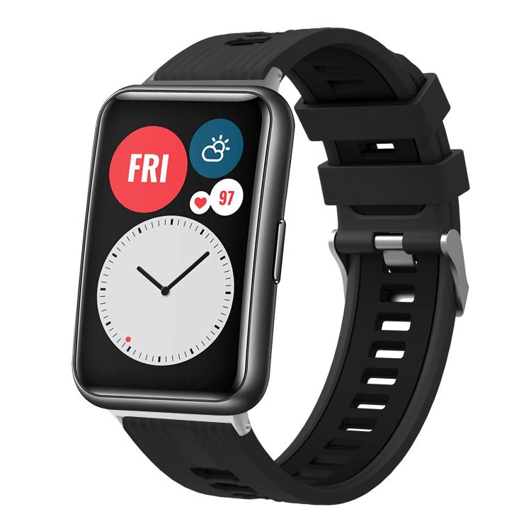 Bracelet de montre en silicone à boucle argentée bicolore xDfind, For Huawei Watch Fit New
