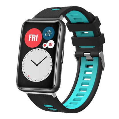 Bracelet de montre en silicone à boucle argentée bicolore xDfind, For Huawei Watch Fit New