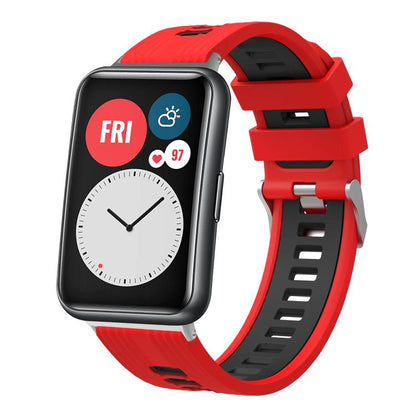 Bracelet de montre en silicone à boucle argentée bicolore xDfind, For Huawei Watch Fit New