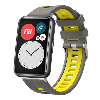 Bracelet de montre en silicone à boucle argentée bicolore xDfind, For Huawei Watch Fit New