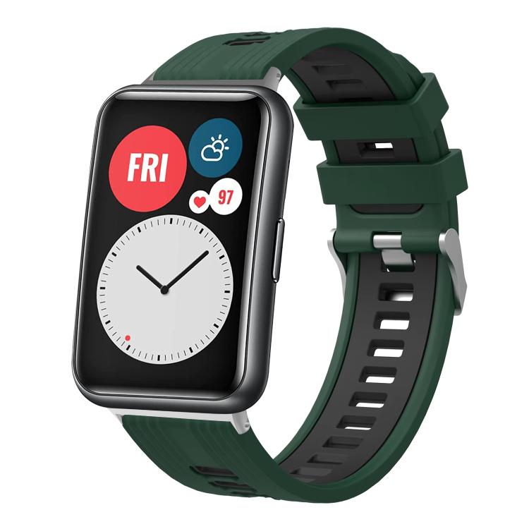 Bracelet de montre en silicone à boucle argentée bicolore xDfind, For Huawei Watch Fit New