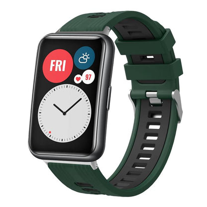 Bracelet de montre en silicone à boucle argentée bicolore xDfind, For Huawei Watch Fit New