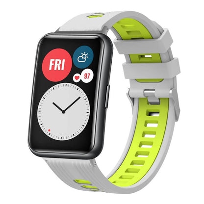 Bracelet de montre en silicone à boucle argentée bicolore xDfind, For Huawei Watch Fit New