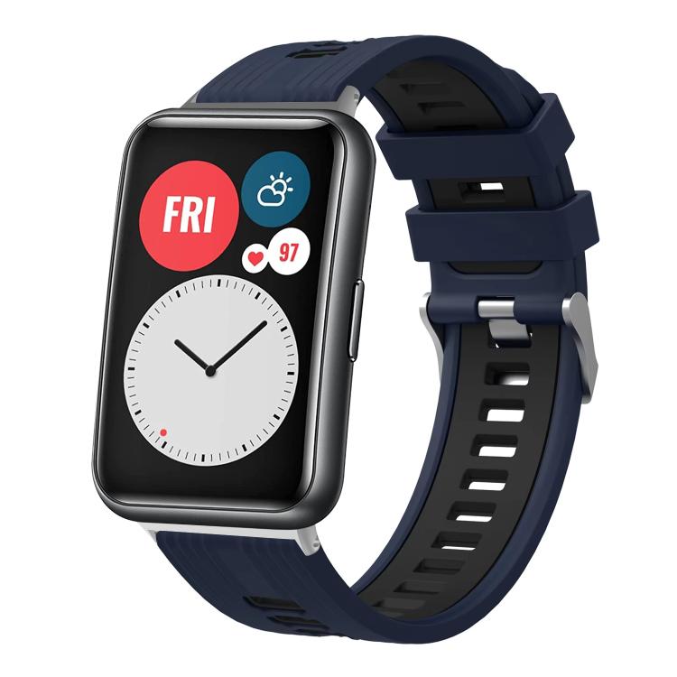 Bracelet de montre en silicone à boucle argentée bicolore xDfind, For Huawei Watch Fit New